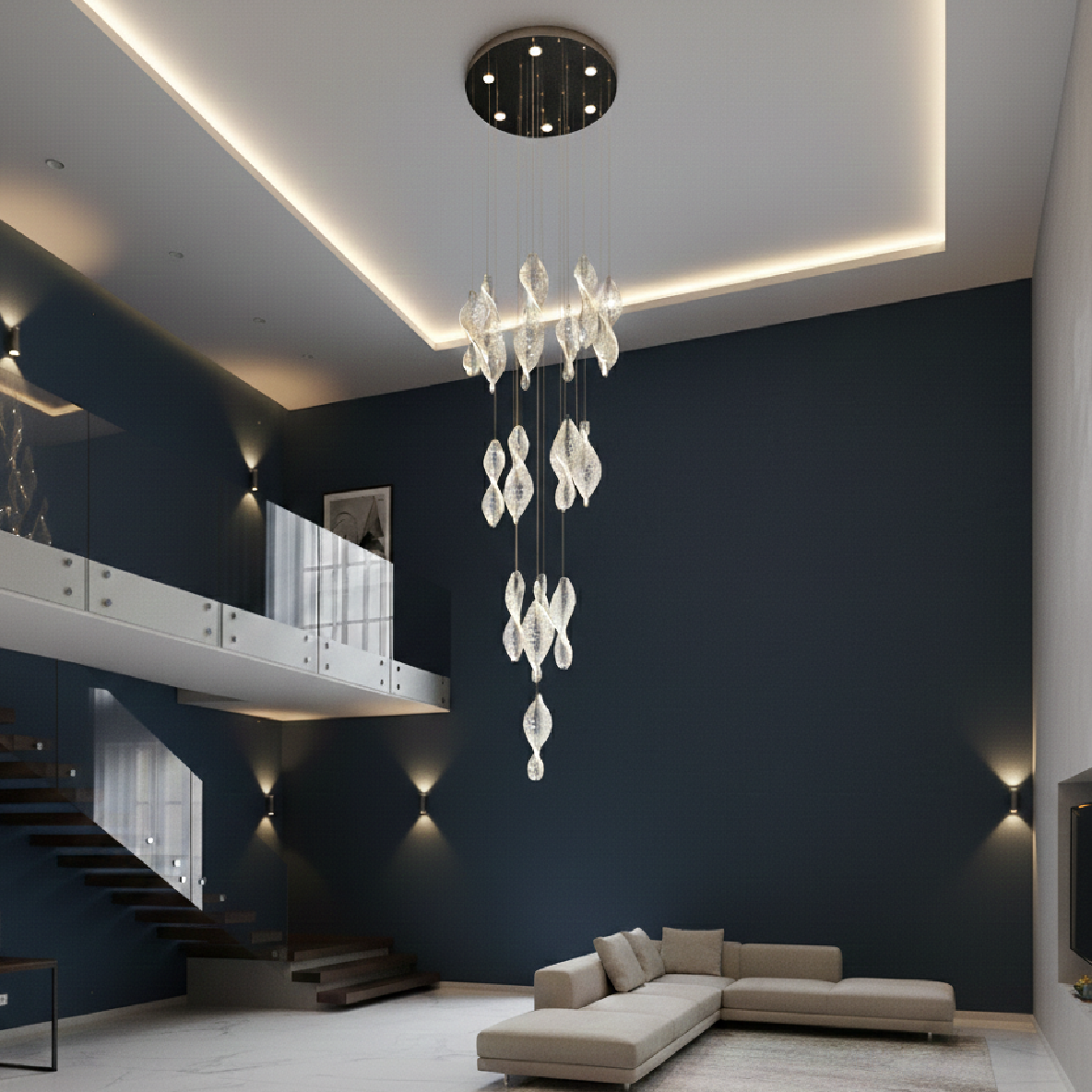 Black Chandelier on Walls Round Type