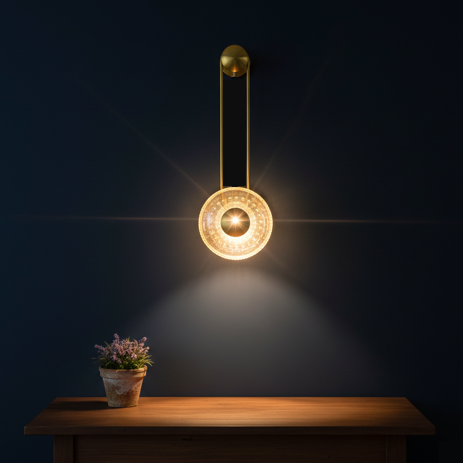 Brass and Glass Wall Light