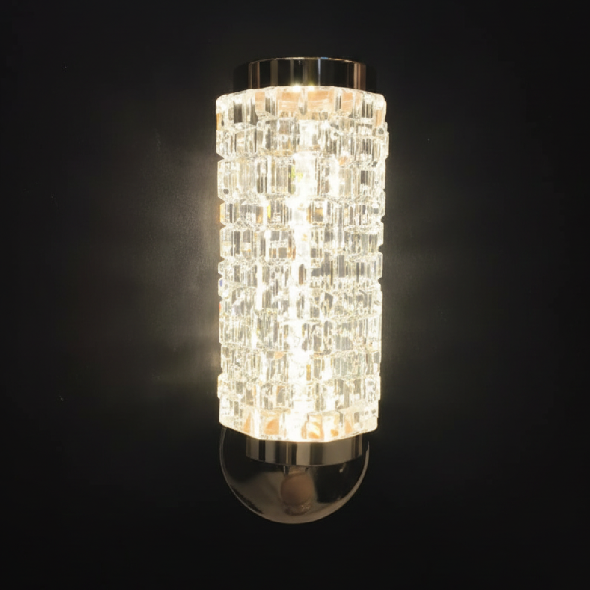 Modern Cylindrical Crystal Wall Light