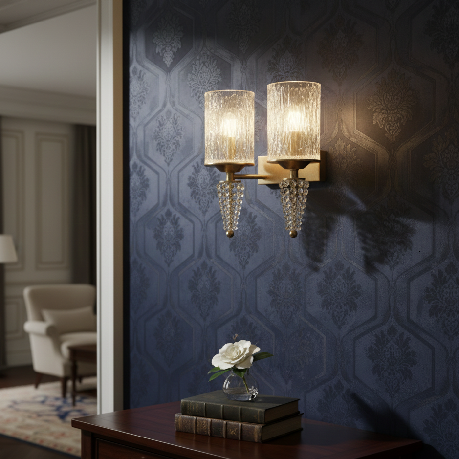 Double Arm Crystal Wall Light