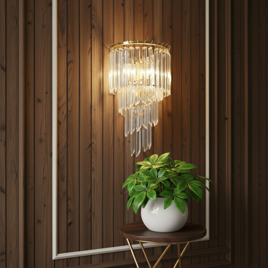 Modern Art Deco Glass Rod Wall Light