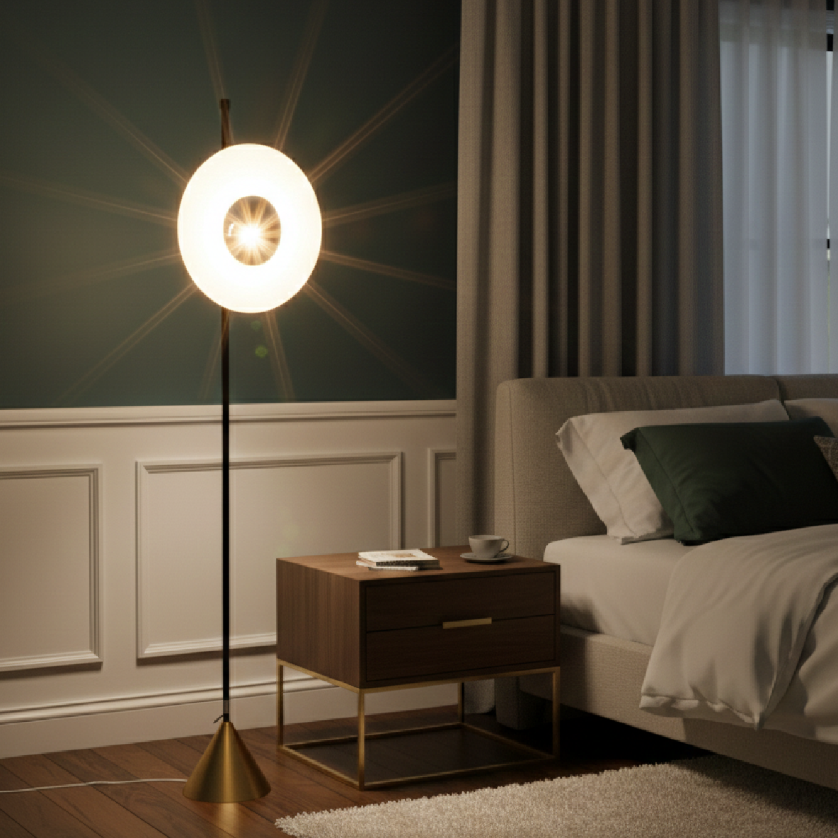 Gold Floral Floor Lamp