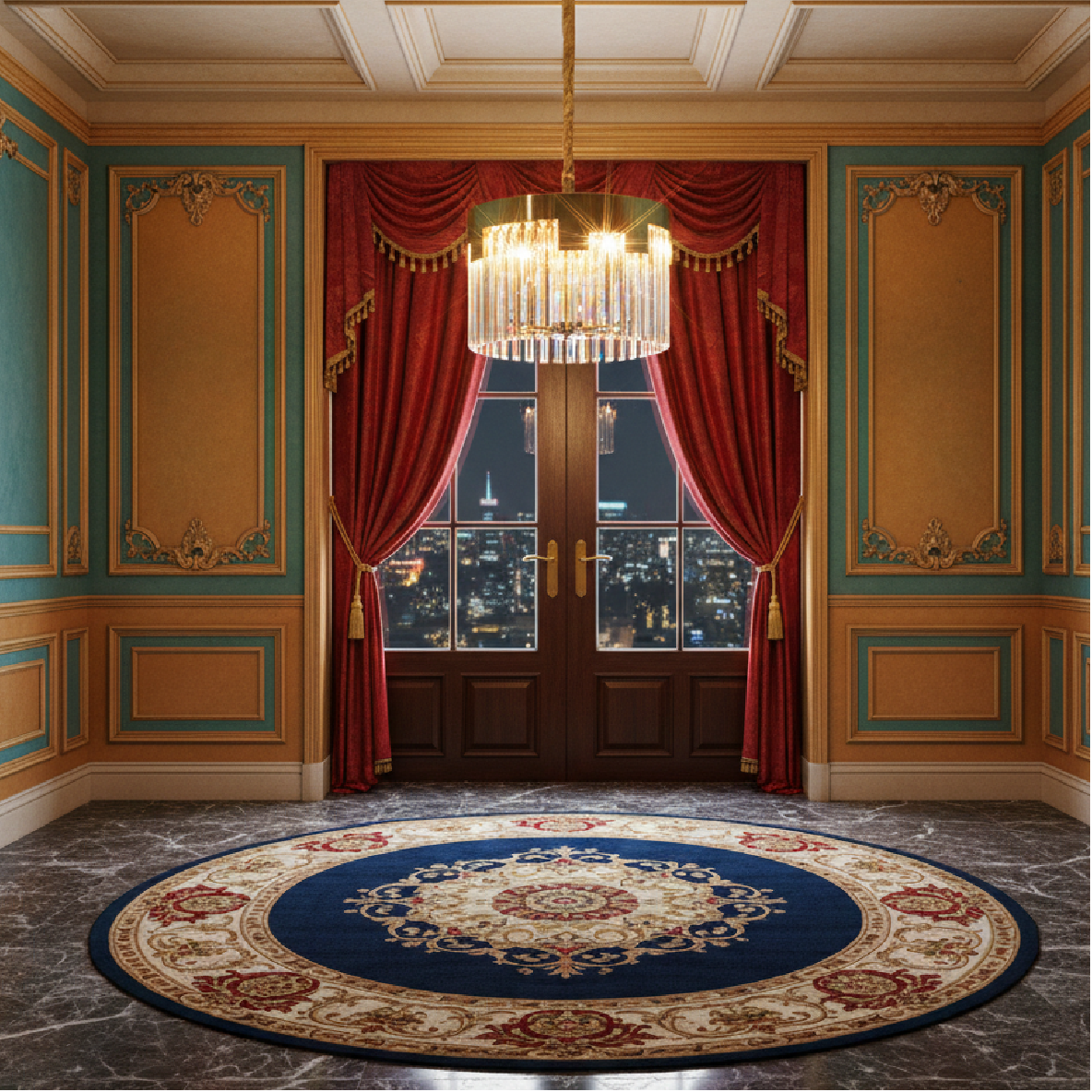 Golden Crystal Drum Chandelier