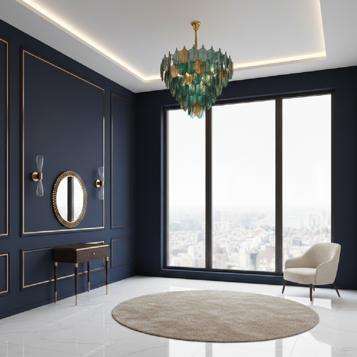 Green Murano Glass Leaf Chandelier