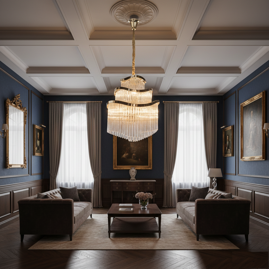 Tiered Glass Rod Chandelier