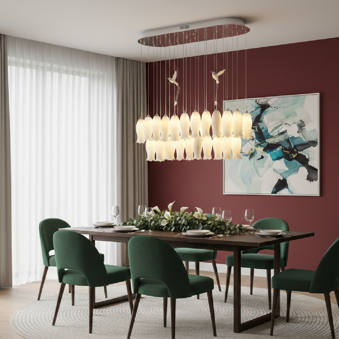 Tulip Bloom Hanging Chandelier