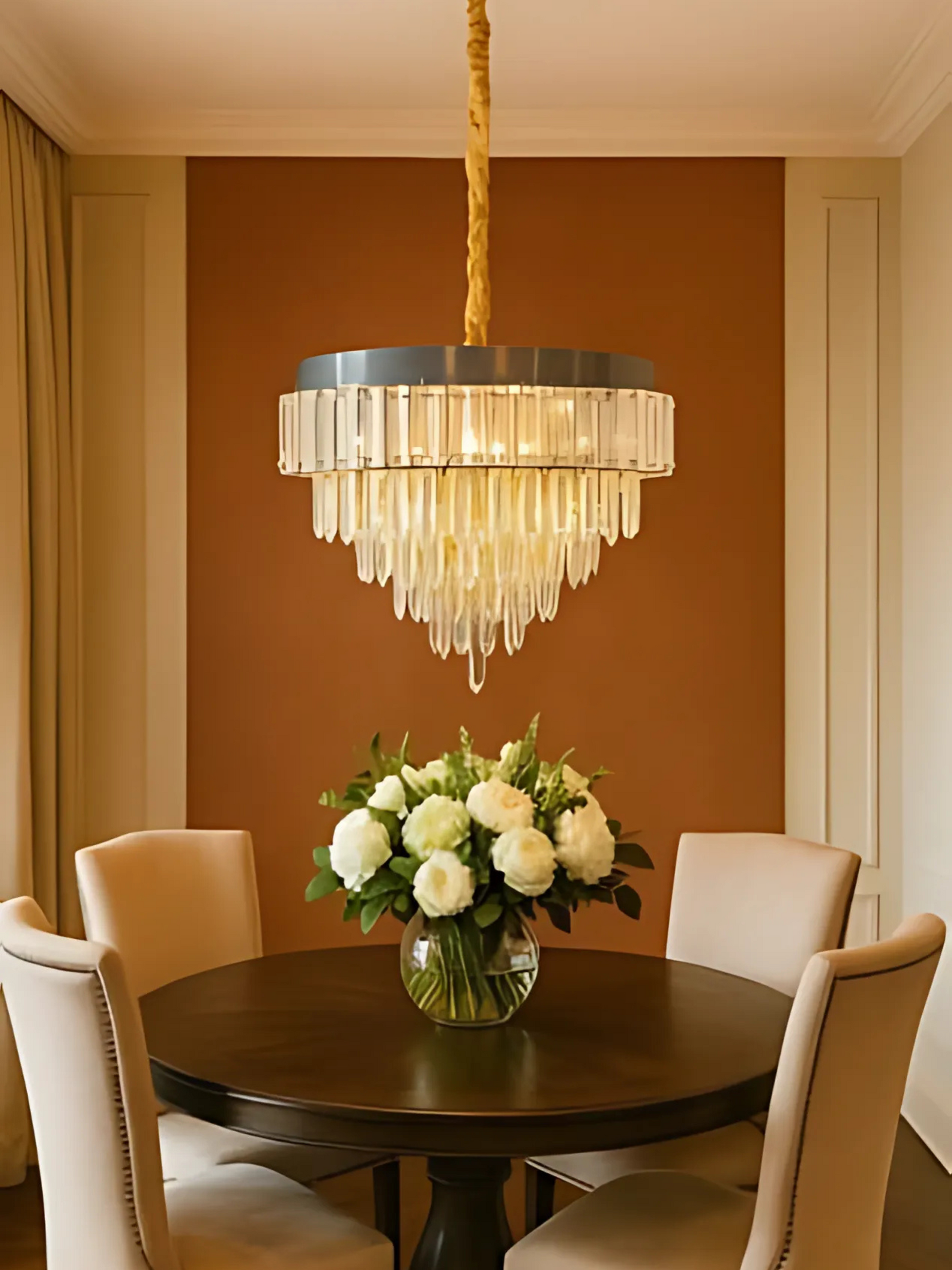 TIERED CRYSTAL CHANDELIER
