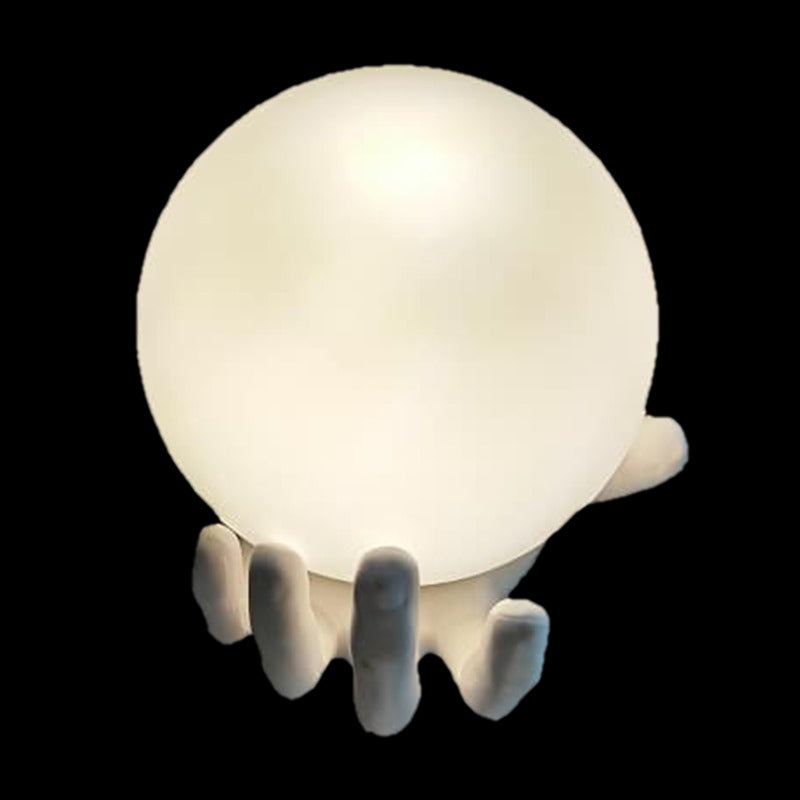 White Ceramic Hand Lamp With Opaline Globe