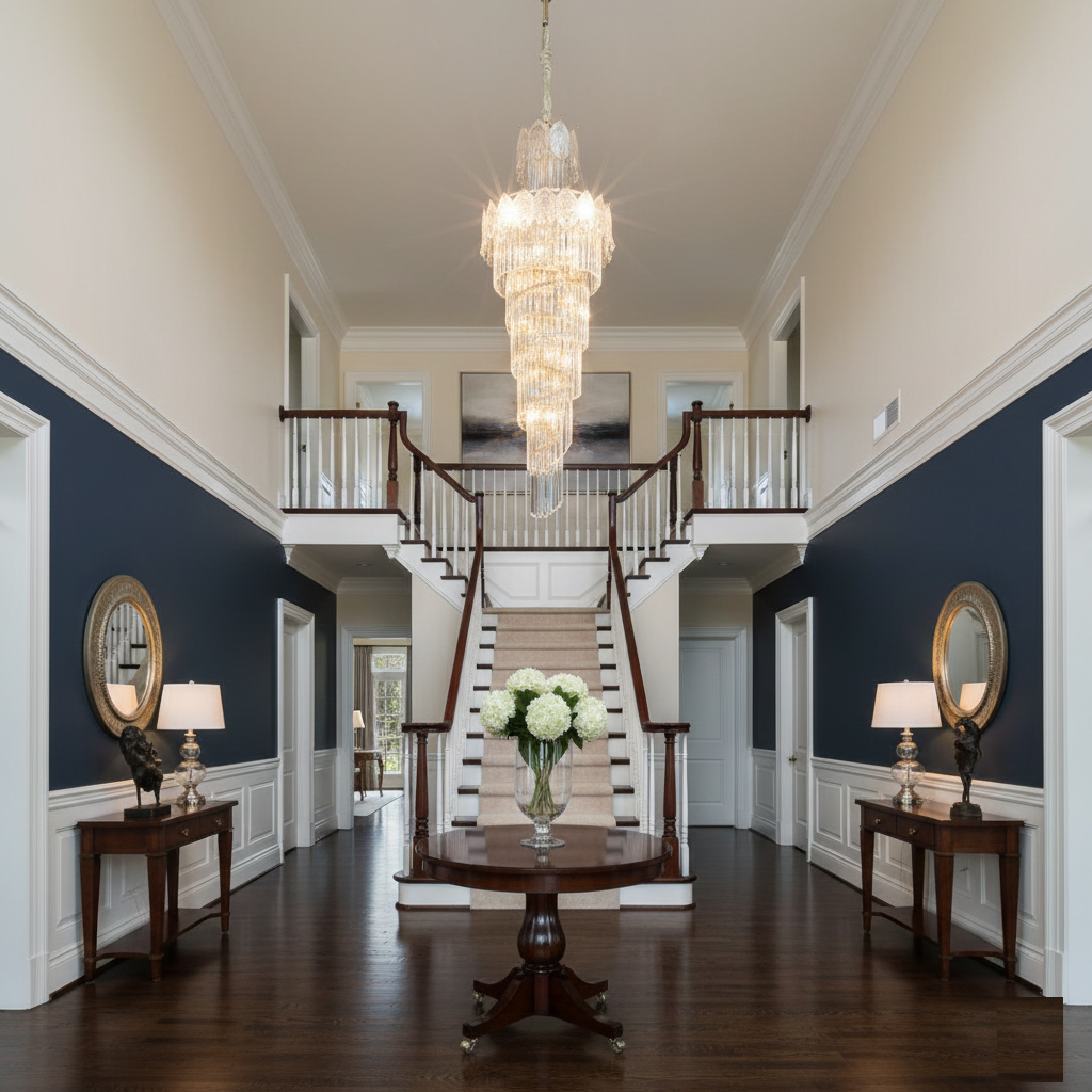 White Flower Chandelier on Walls Round Type