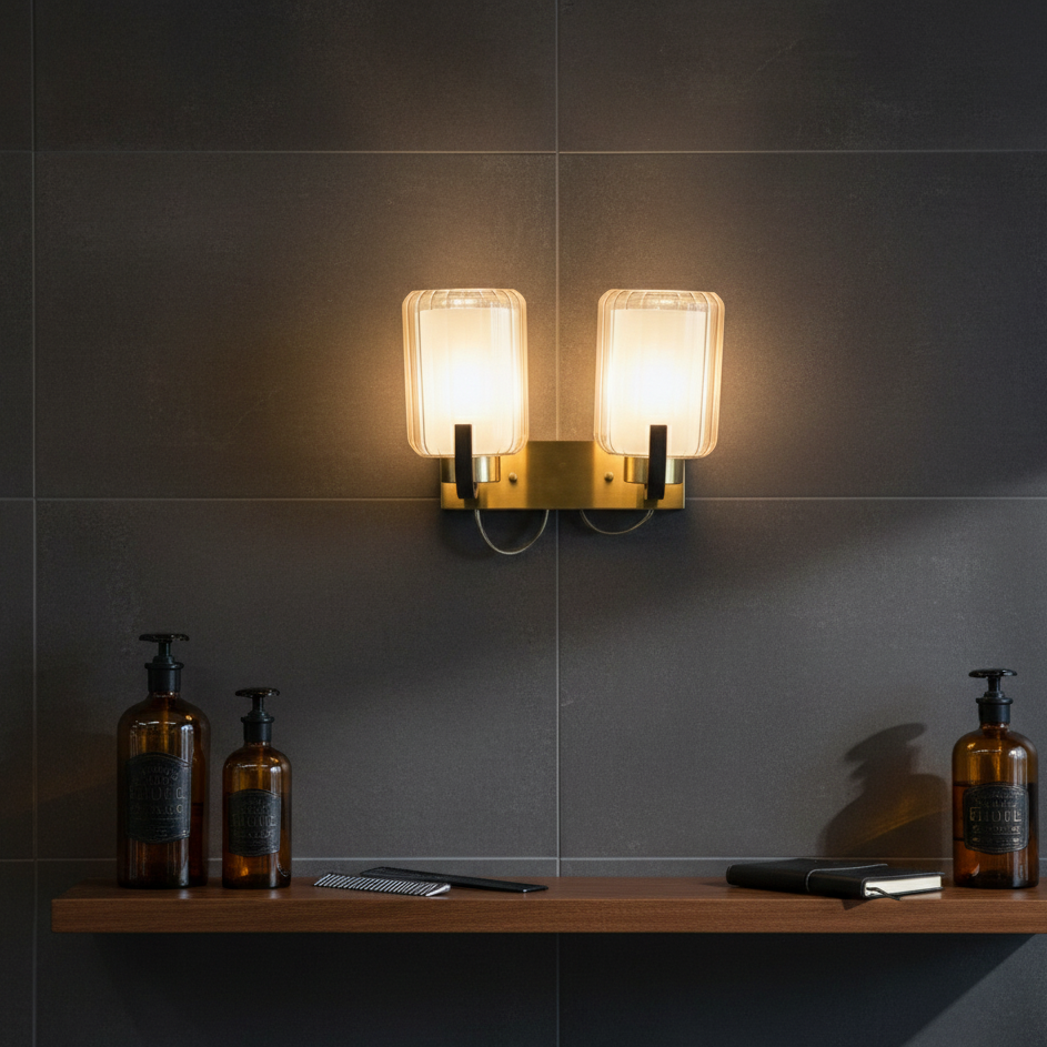 Twin Crystal Glass Wall Sconce Light
