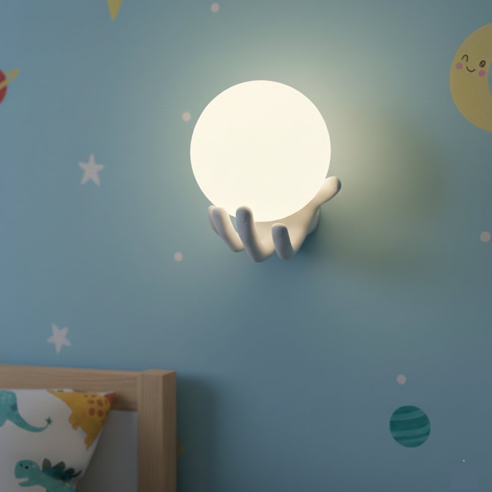 White Ceramic Hand Lamp With Opaline Globe